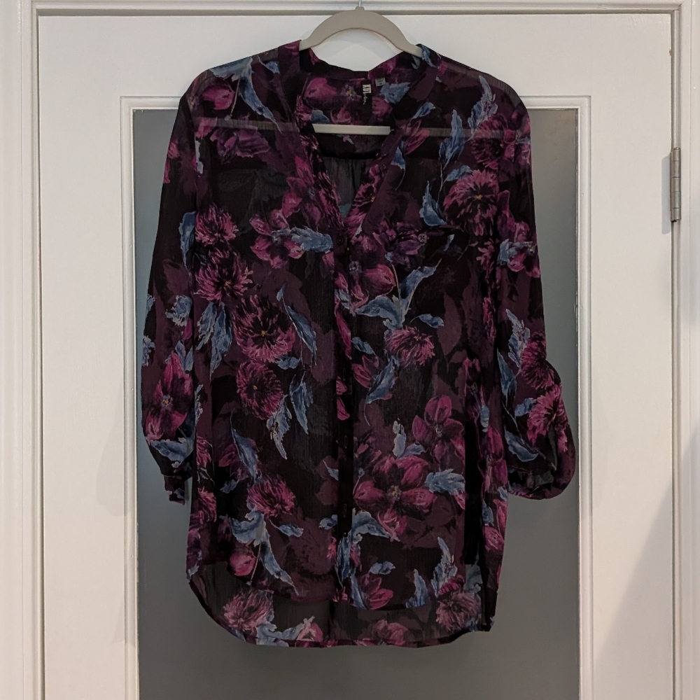 Kut from the Kloth Floral Blouse - Purple and Blue